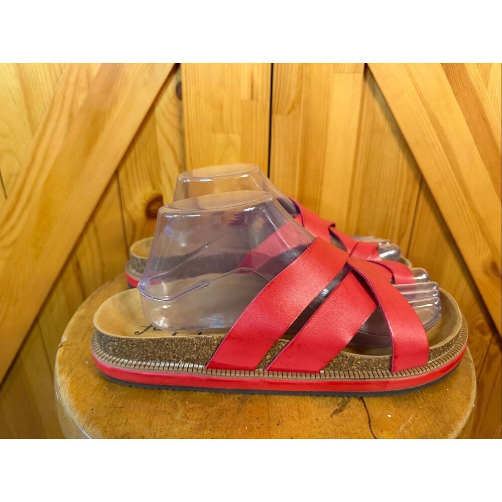 Free People Red Leather Slide Sandals